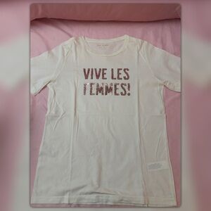 Kate Spade Off White Tee with Pink Text